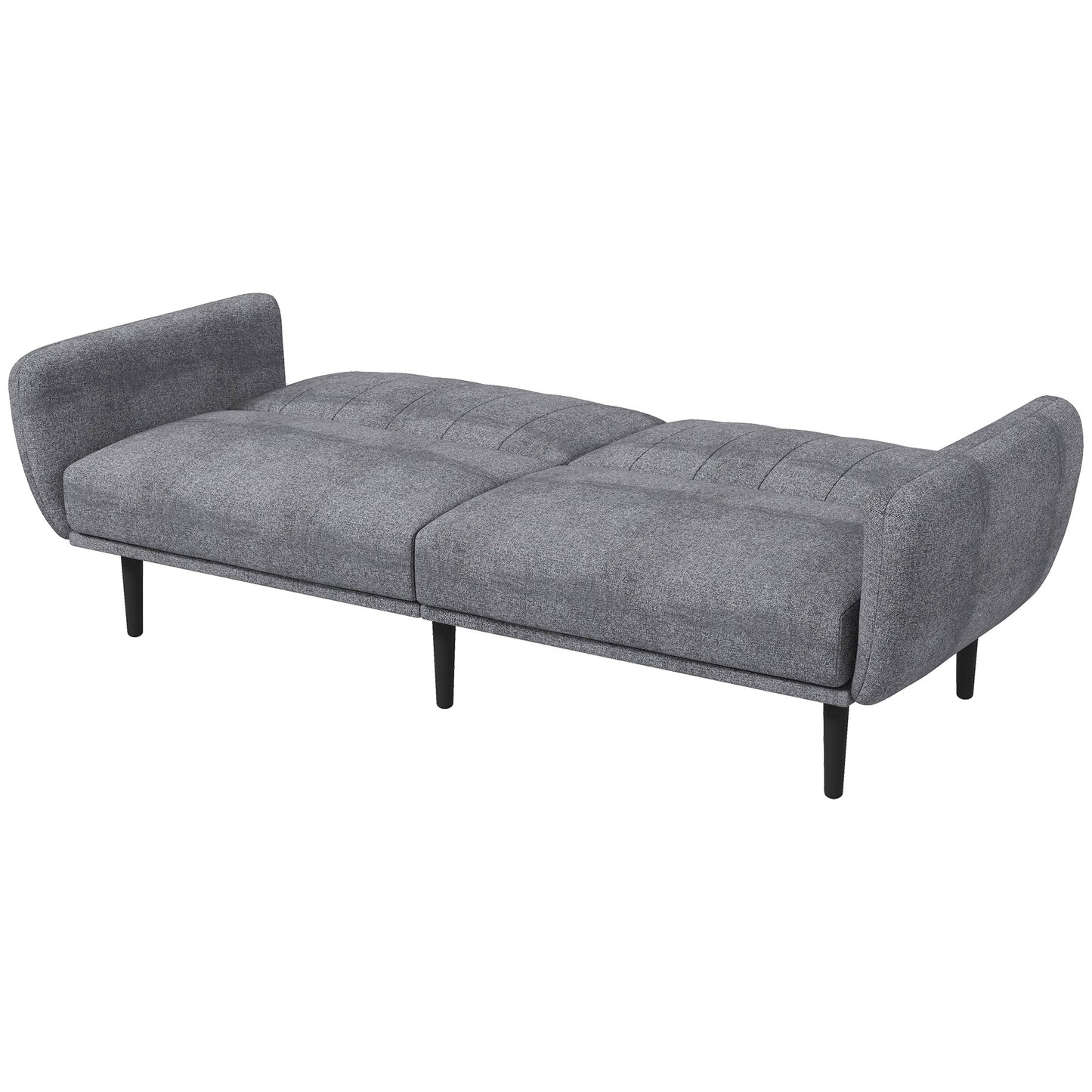 3 Seater Sofa Bed with 3-Level Reclining Backrest in Fabric, 208x84x82cm, Grey