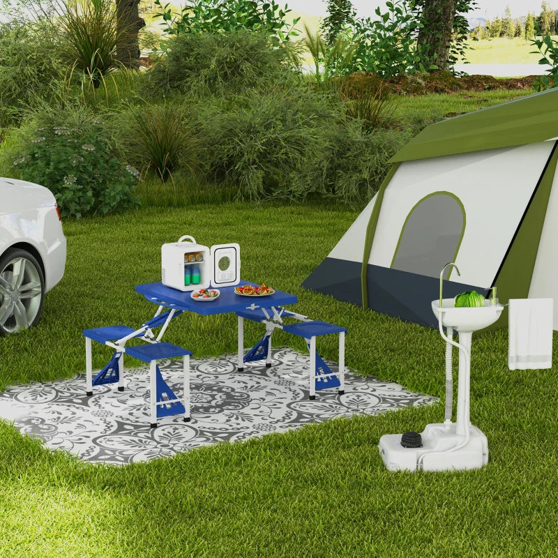 Portable Camping Sink with 2 Wheels, 17L Water Tank and 2.5L Soap Tank, 51x33.5x103cm