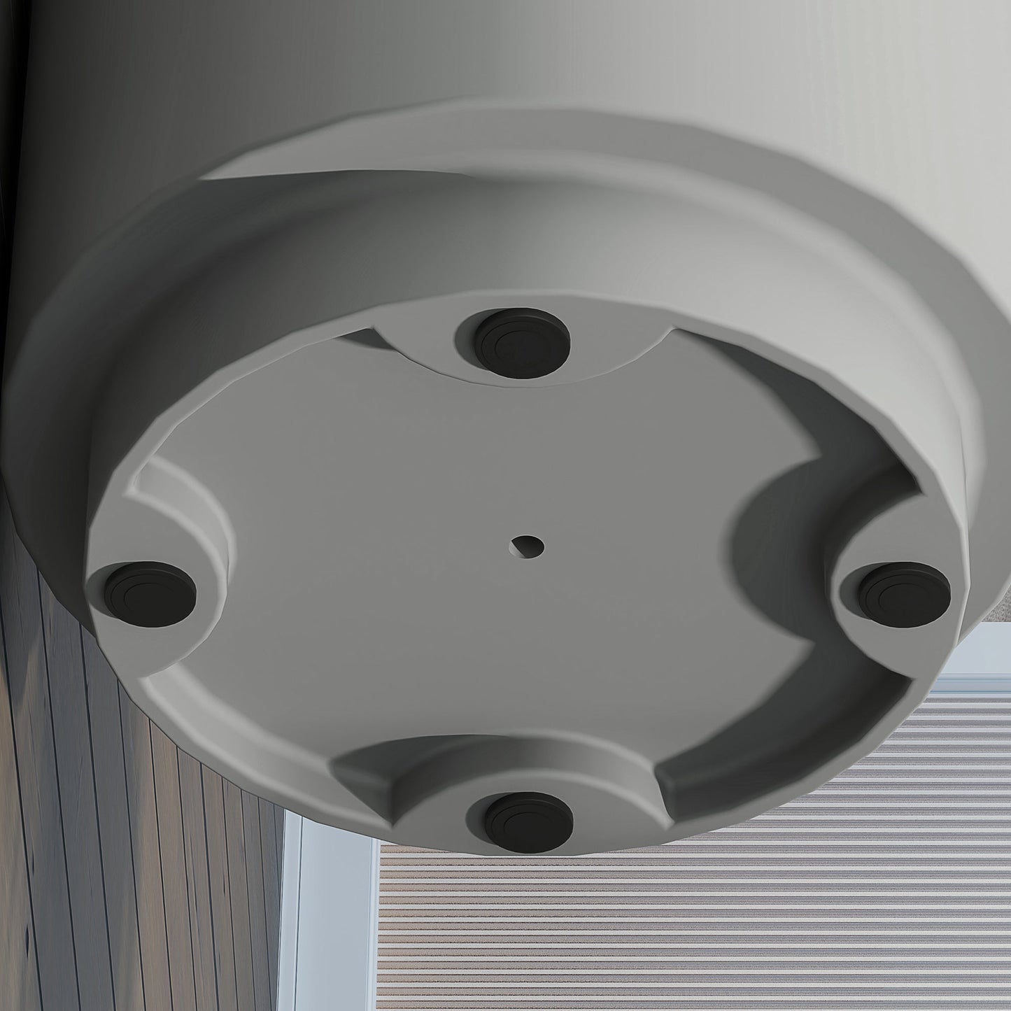 Multipurpose Coffee Table with Ice Bucket and Lid, in Concrete and Stainless Steel, Ø37.5x43.5 cm, Light Grey