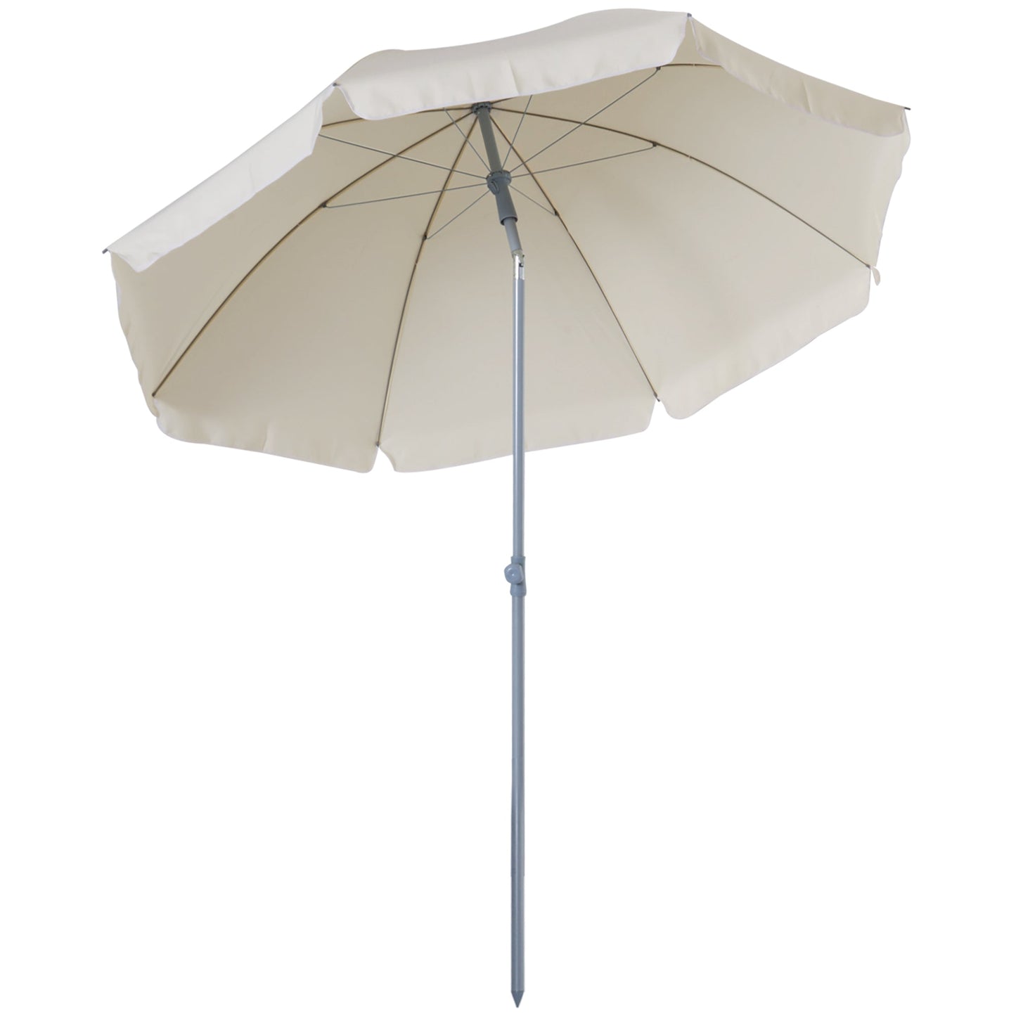 2x2.3m Portable Outdoor Umbrella with Tilting Canopy, Metal and Polyester, Cream