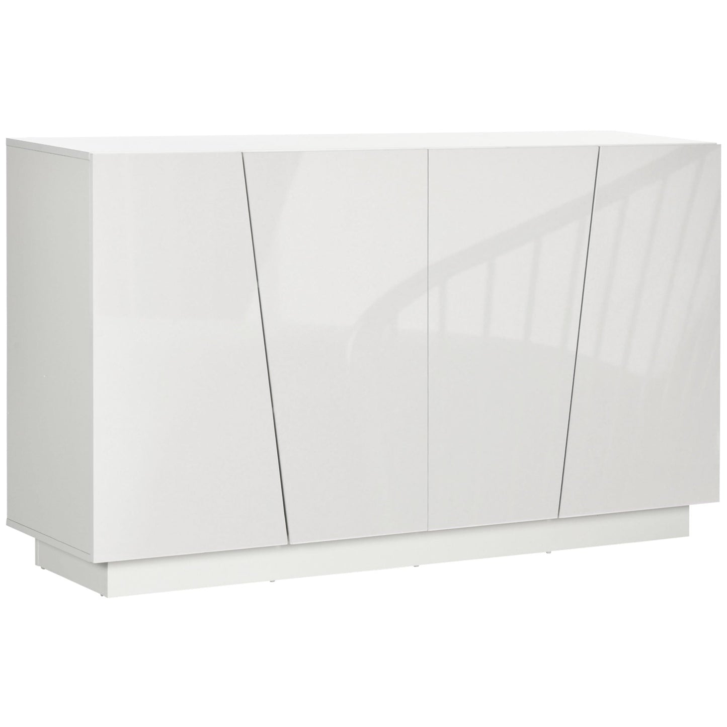 5-Tier White Chipboard Multipurpose Cabinet with 3-Tier Adjustable Shelf, 150x40x88 cm