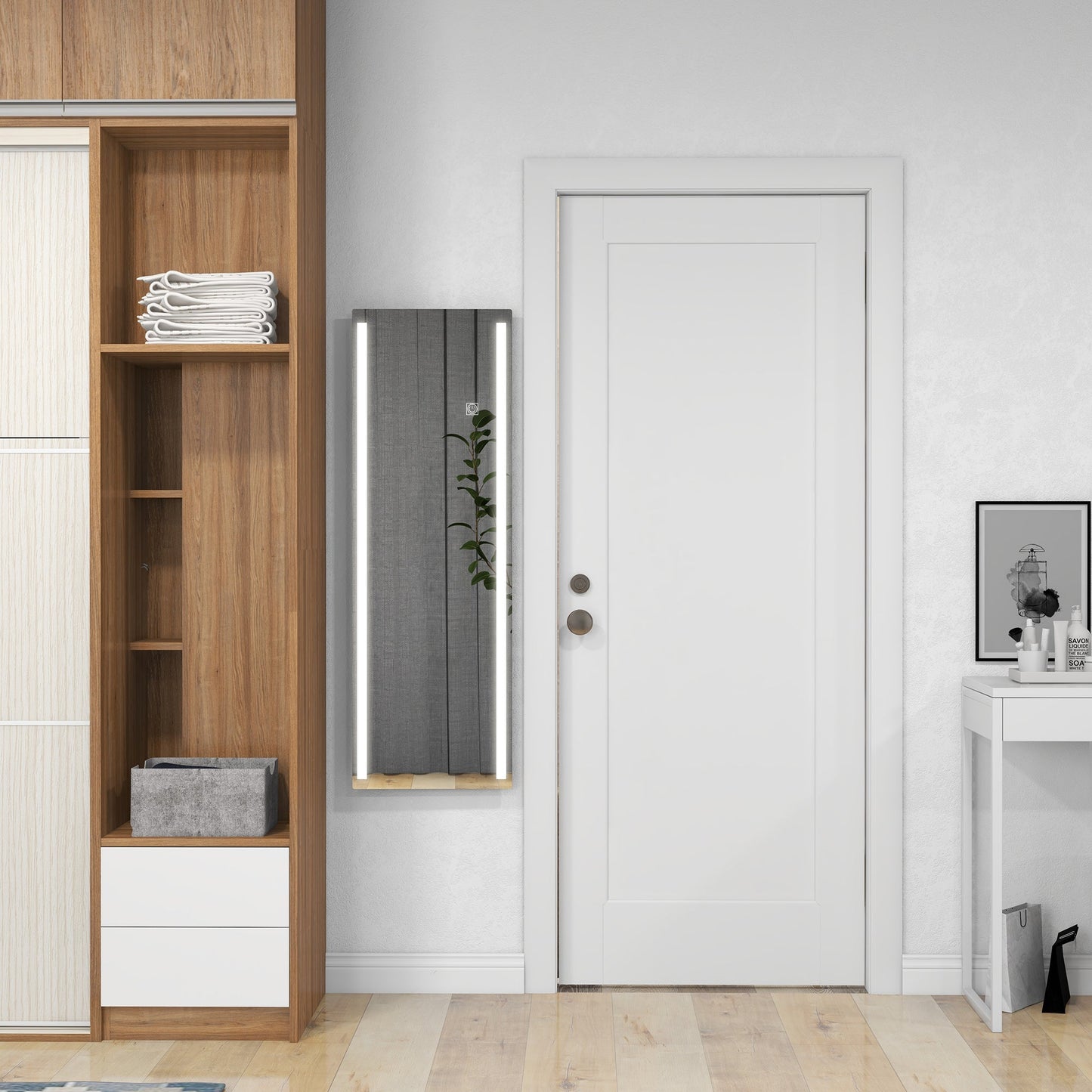 Rectangular Wall Mirror with Adjustable LED Lights and Touch Switch, 40x120cm