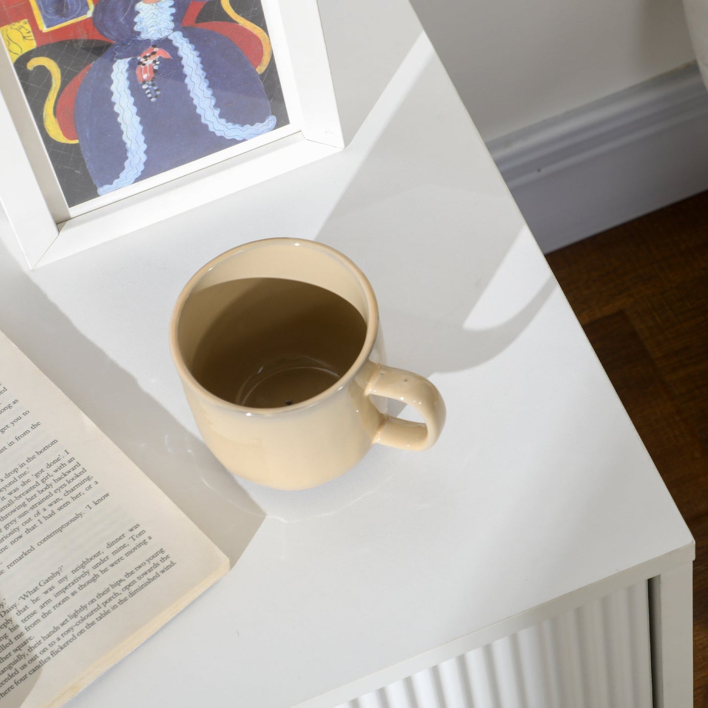 2-Drawer Wooden Nightstand with Metal Handles and Legs, 40x40x47 cm, White and Gold