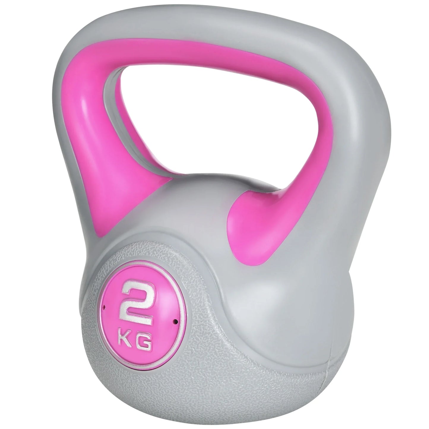 Kettlebell 8kg in PU and Sand with Flat Base and Handle for Deadlifts, Squats and Lifts, 18x10x20 cm, Pink