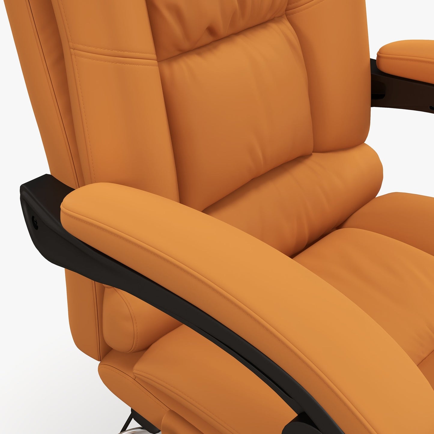 Heated Massage Office Chair, Reclining with Footrest, Light Brown Faux Leather