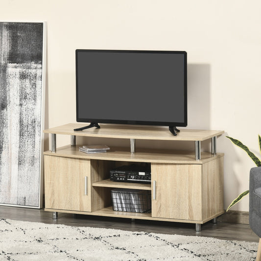 Modern TV Mobile with 2 shelves, Passacavi holes and 2 cabinets in MDF 105x40x55cm - oak