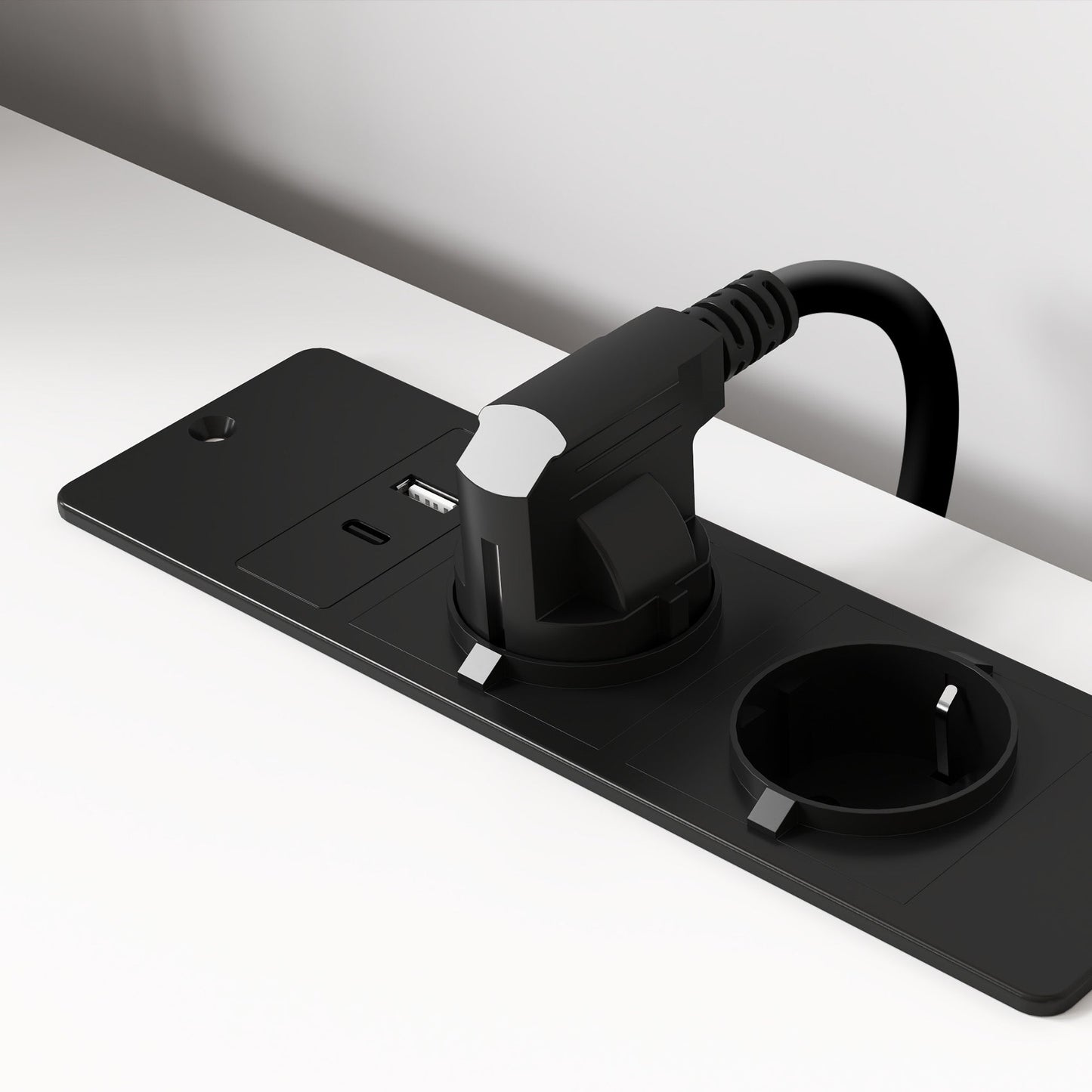 Desk with 2-Tier Bookshelf and Charging Sockets, in Wood and Metal, 100x50x75 cm, White and Black