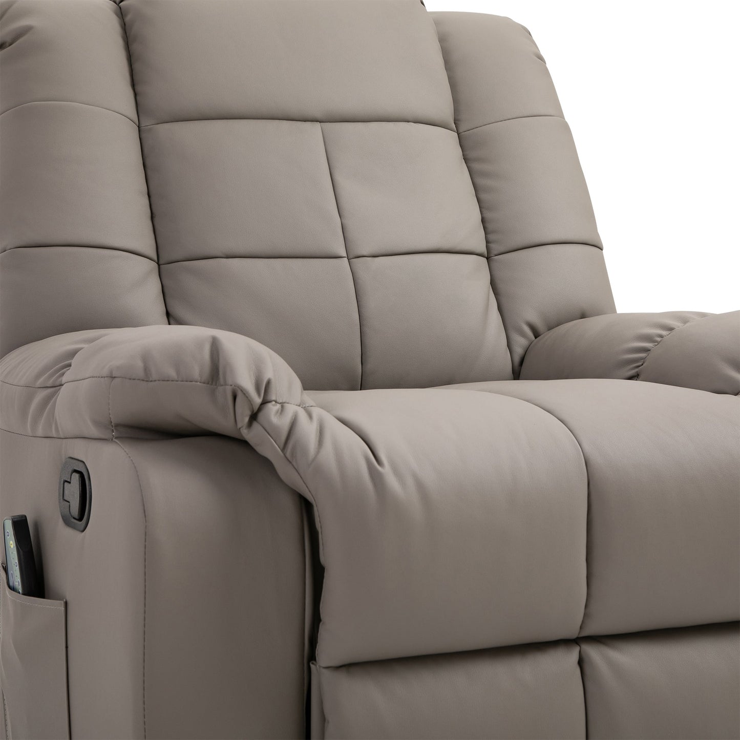 Relax Armchair with 8 Massage Points and 165° Reclining in Faux Leather, Grey