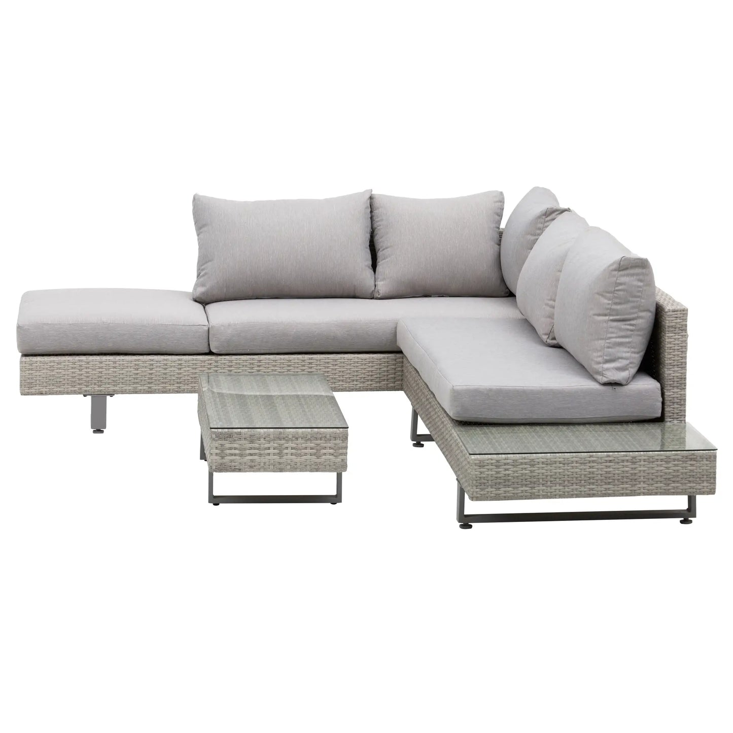 Outdoor Garden Set, Garden Lounge, Outdoor Sofa Set with Garden Table, Grey Rattan Garden Furniture