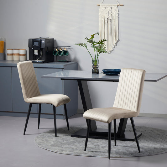 Set of 2 Padded Kitchen Chairs with Steel Legs and Space-Saving Design, 43x58x90 cm