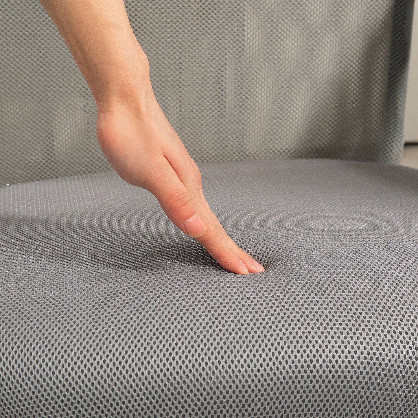 Ergonomic Swivel Office Chair, Height-Adjustable and Mesh Backrest, 63x65x109-119 cm, Light Grey