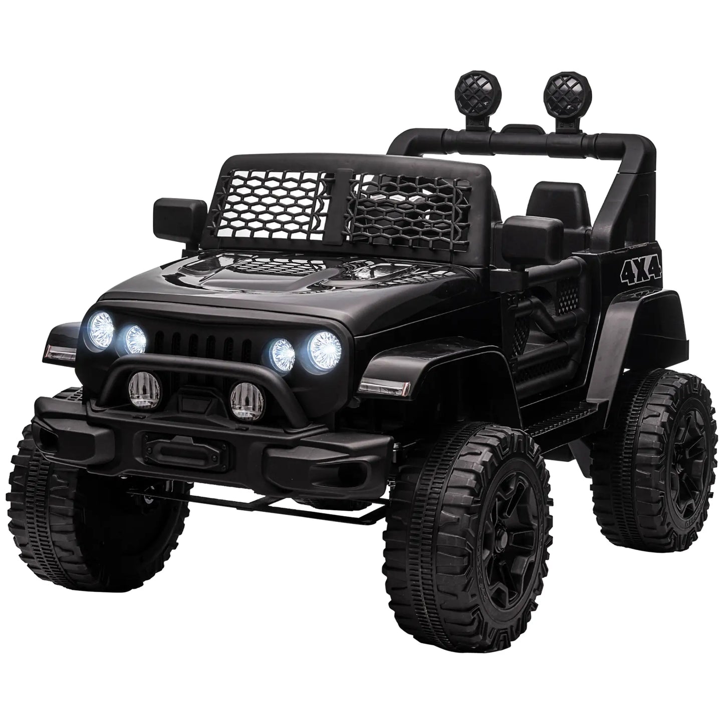 Electric Ride-On Car for Kids 3-6 Years 12V with Remote Control, Headlights and Horn, 100x64. 2x71 cm, Black