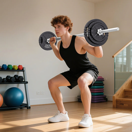 2-in-1 42 kg Gym Weights with 14 Discs, Barbell and Dumbbells, Steel, 180x24x24 cm, Black