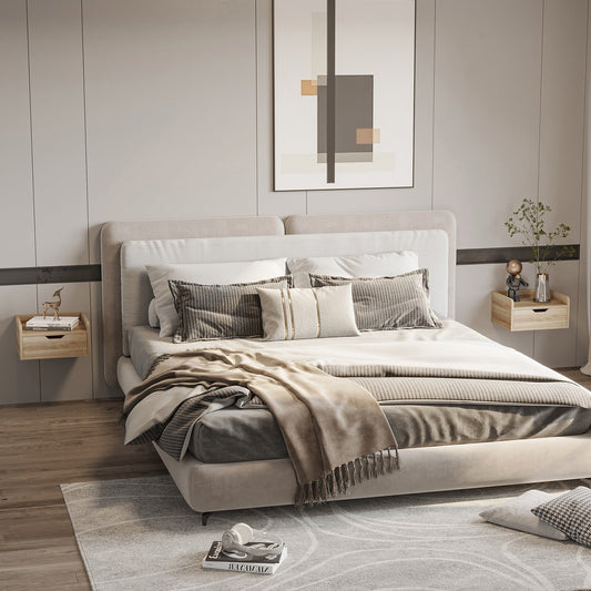 Set of 2 Floating Bedside Tables in Chipboard for Bedroom and Living Room, 40x30x19.5 cm