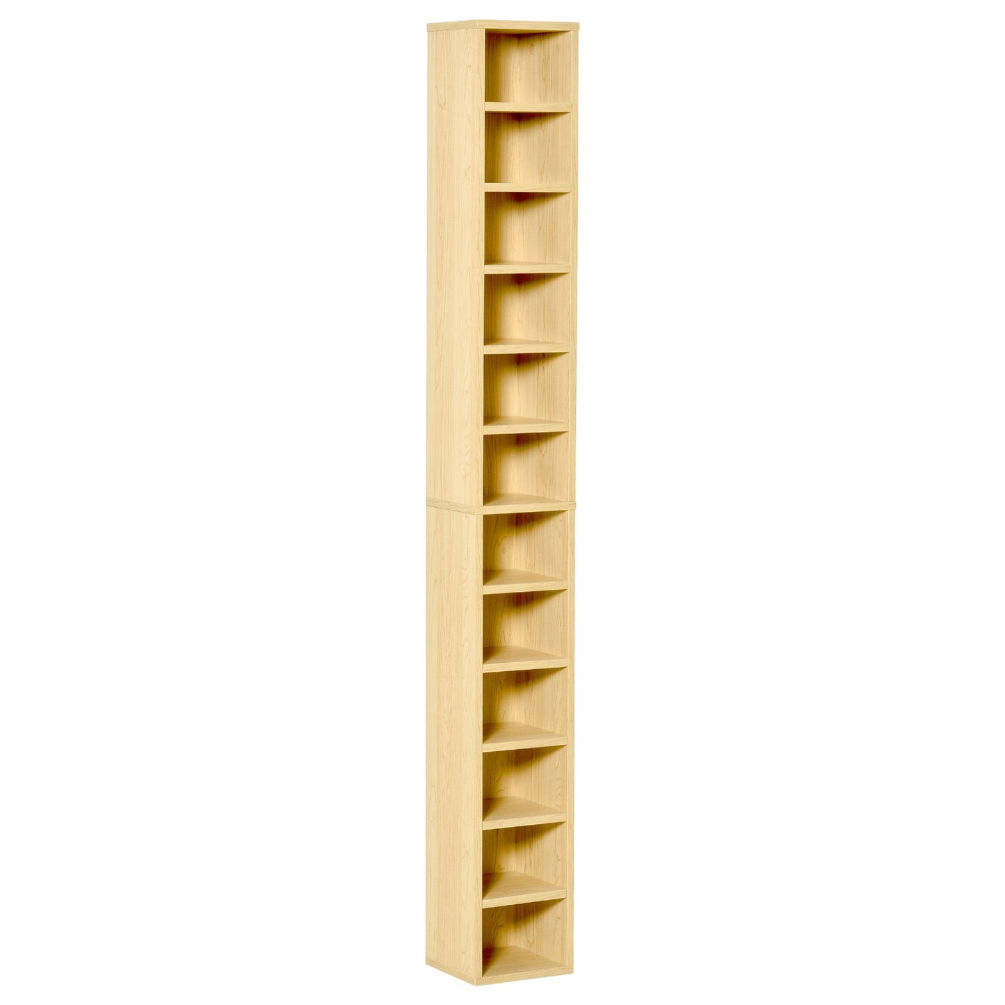 12-Tier CD Stand Bookcase for 204 CDs, in MDF and Chipboard, 21x20x175 cm, Wood color