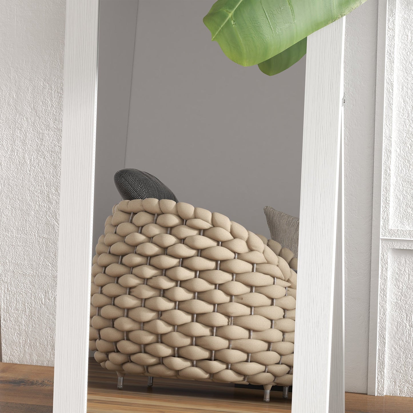 Mirror with MDF Frame with Feet and Hooks for Wall or Wall Mounted Use, 37x40x155 cm