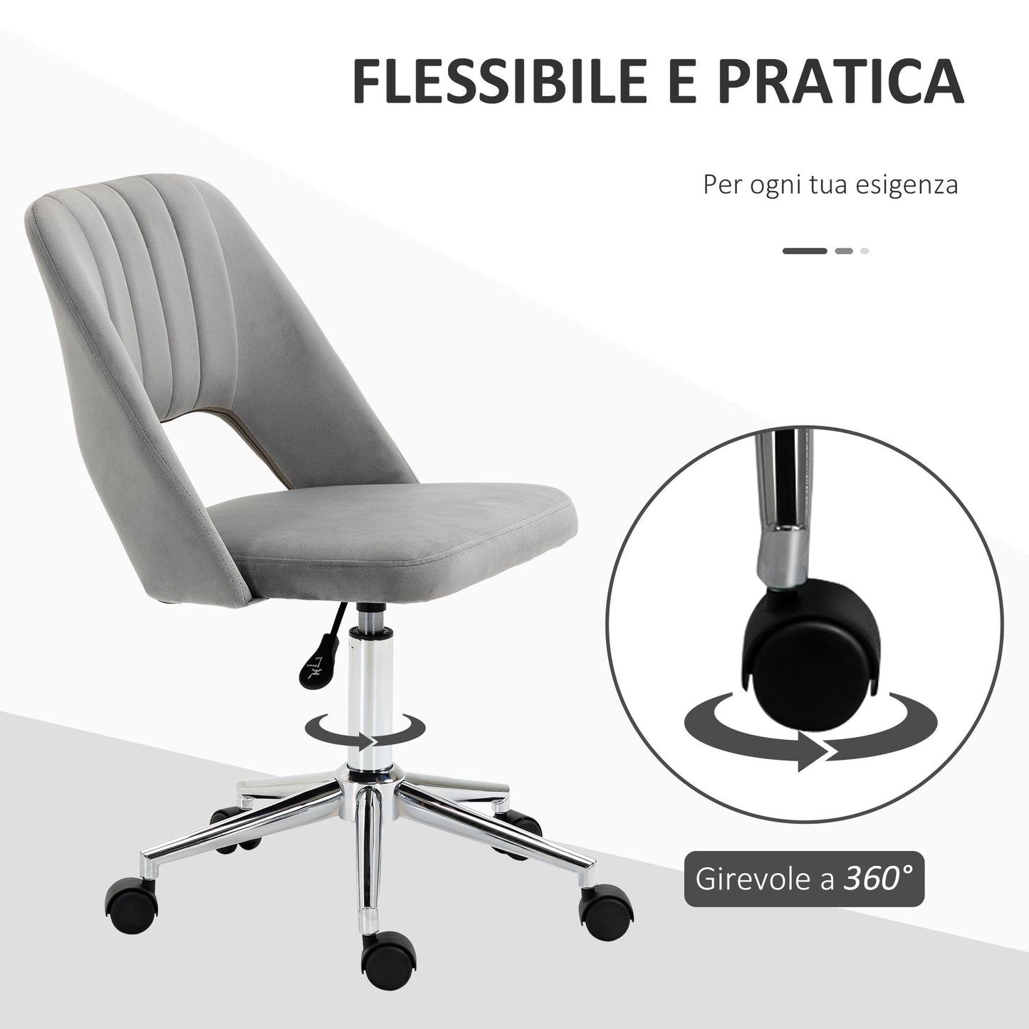 Winter chair of house padding swivel and adjustable height - Grey height