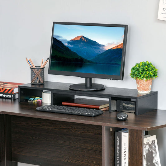 MDF monitor support with length and angle adjustable laptop, PC, printers and TV, 80-117x23.5x10cm, black