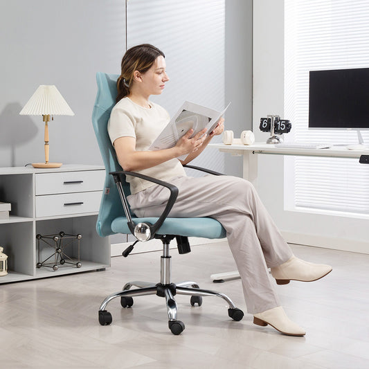Ergonomic Swivel Office Chair, Adjustable Height and Mesh Backrest, 63x65x109-119 cm, Light Green