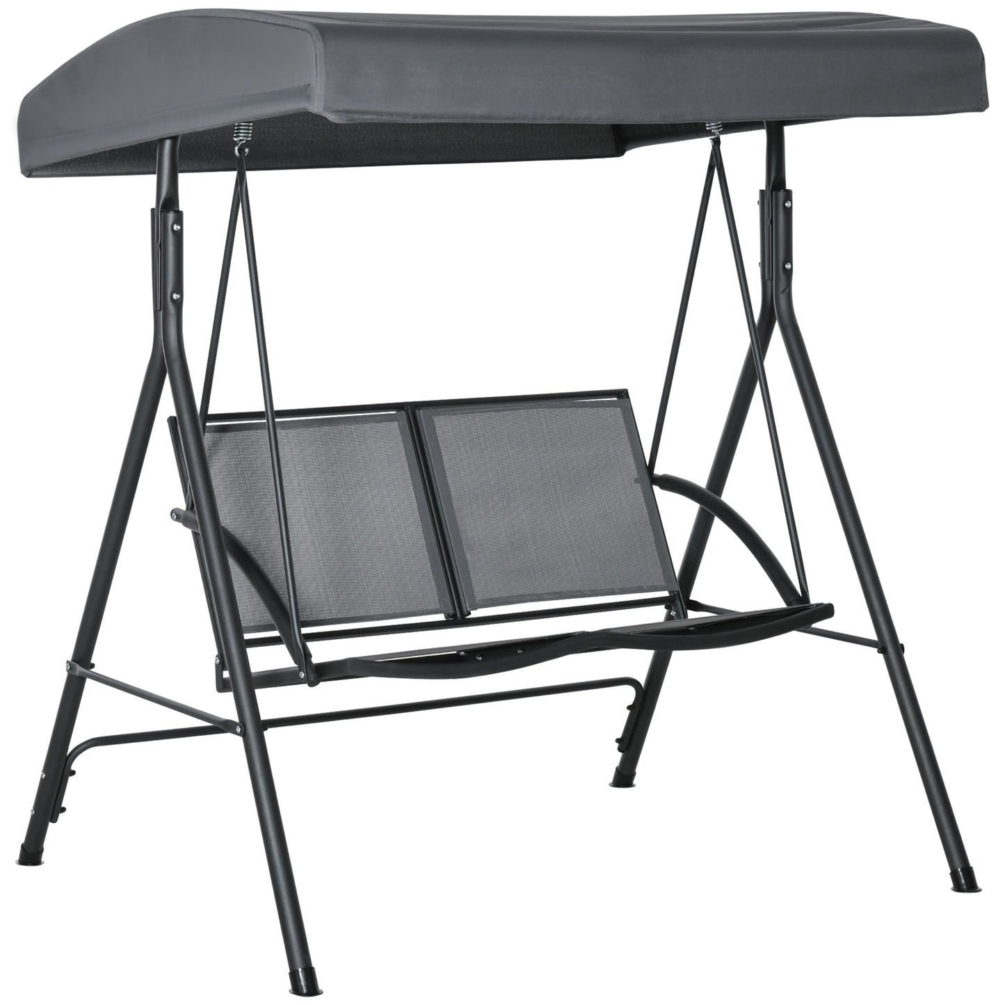 YORK | 2 Seater Garden Swing with Adjustable Canopy, 140x118x162cm Grey