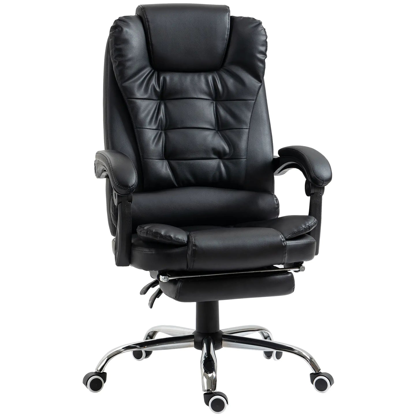 Height Adjustable Office Chair with Reclining Backrest and Footrest, 64.5x69x109-117 cm, Black
