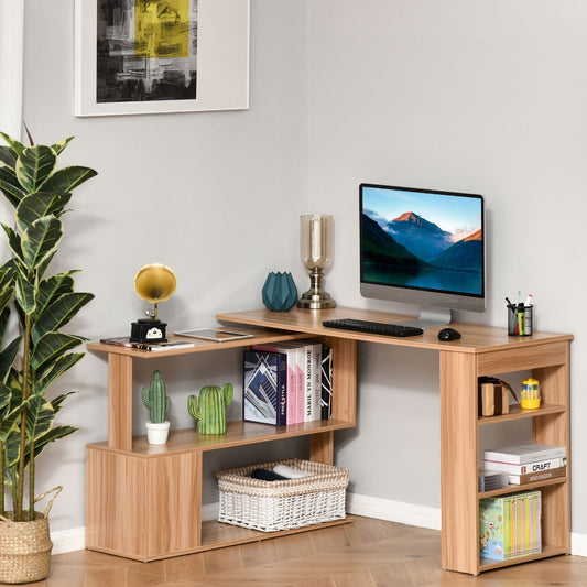 Multi -exposure angle desk with 5 shelves, wood, 120x110x74.5cm
