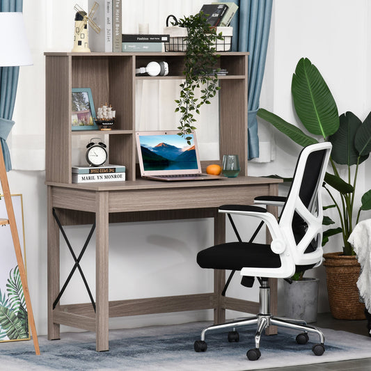 Desk Shelf with Bookcase Above in Wood for Bedroom, Children's Room or Office, Space Saving 105x50x137.5cm