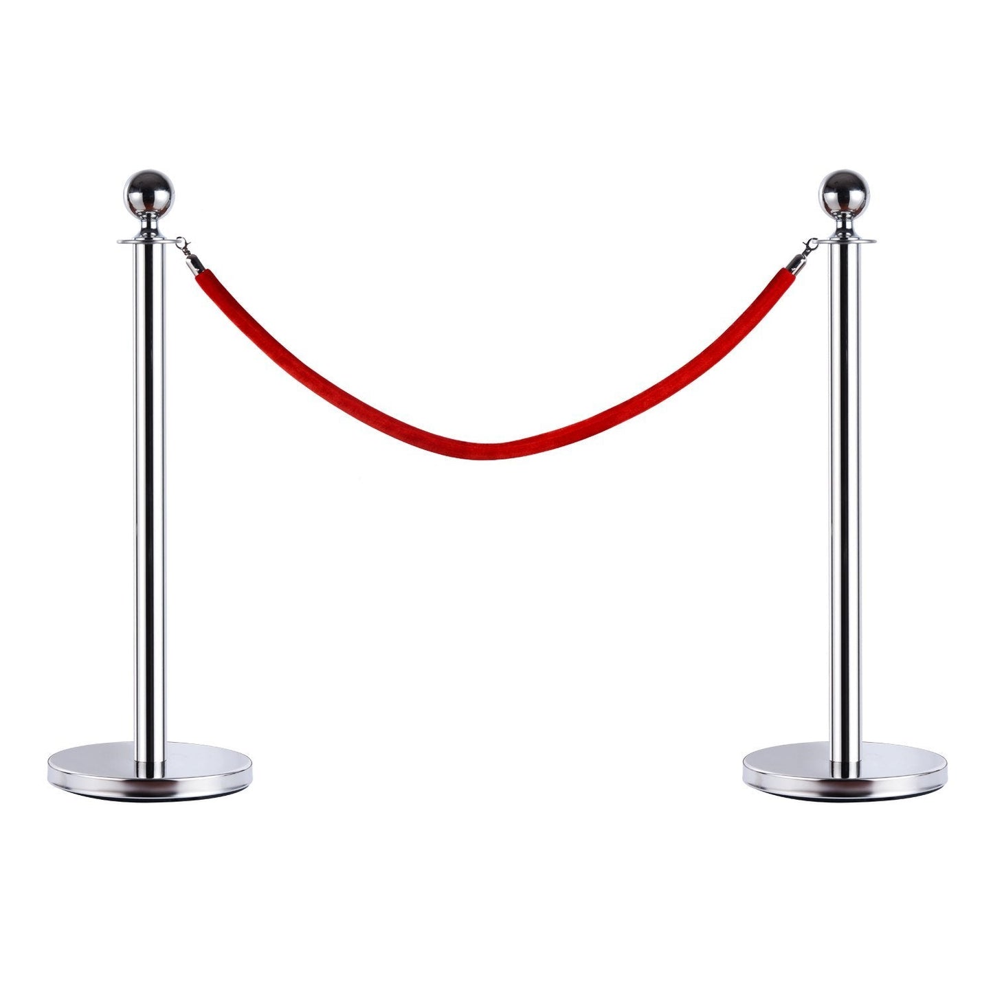 Silver Stainless Steel Retractable Bollard | with Red Rope | ф32 x 95cm
