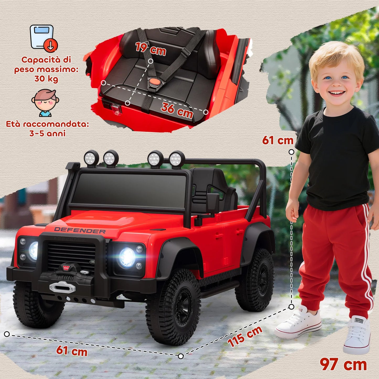 Licensed Land Rover 12V Ride‑On Car with Remote, Red