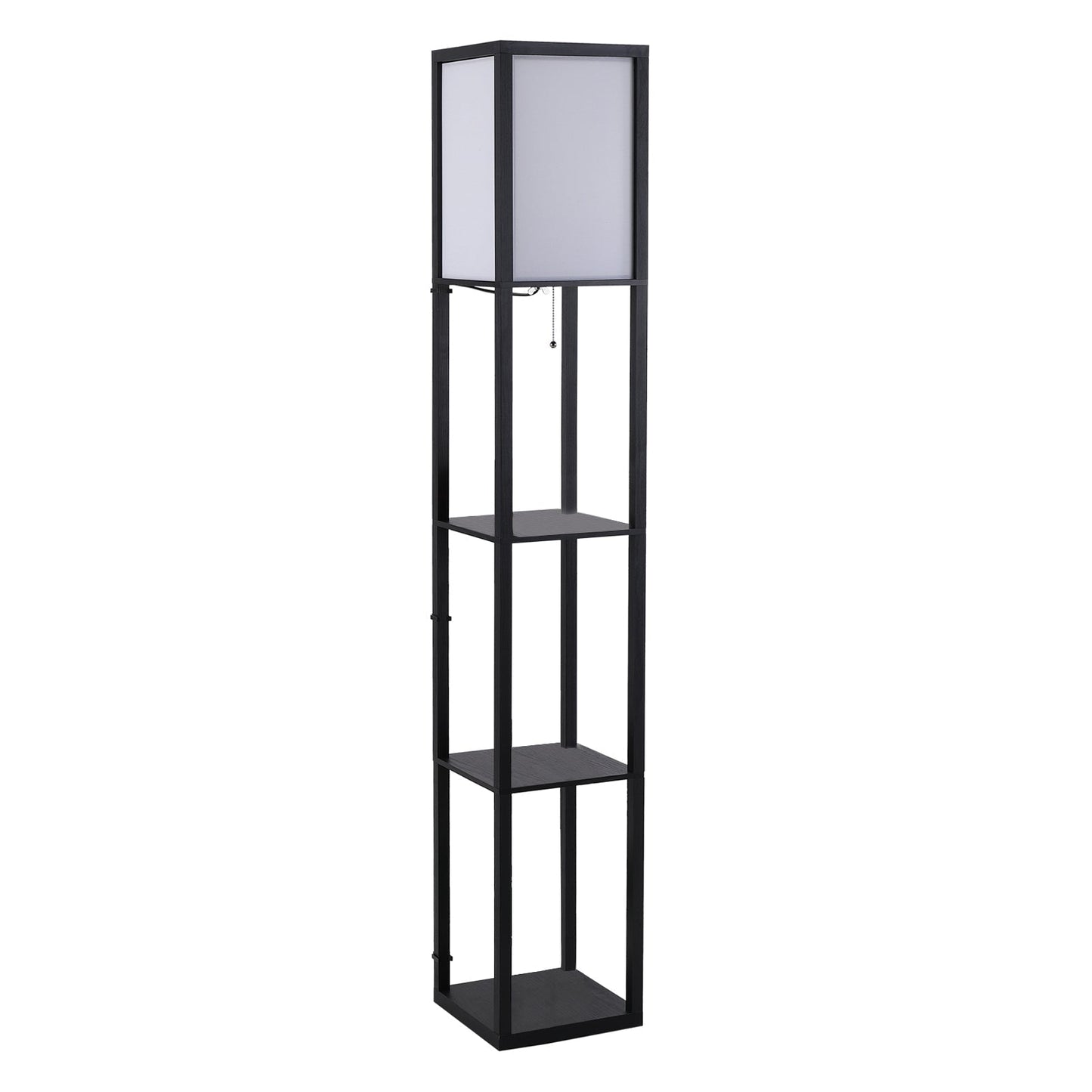 Modern Floor Lamp, Space-Saving Indoor Lighting Bulb with Living Room Shelves Cotton, MDF 26 x 26 x 160 cm Black and White