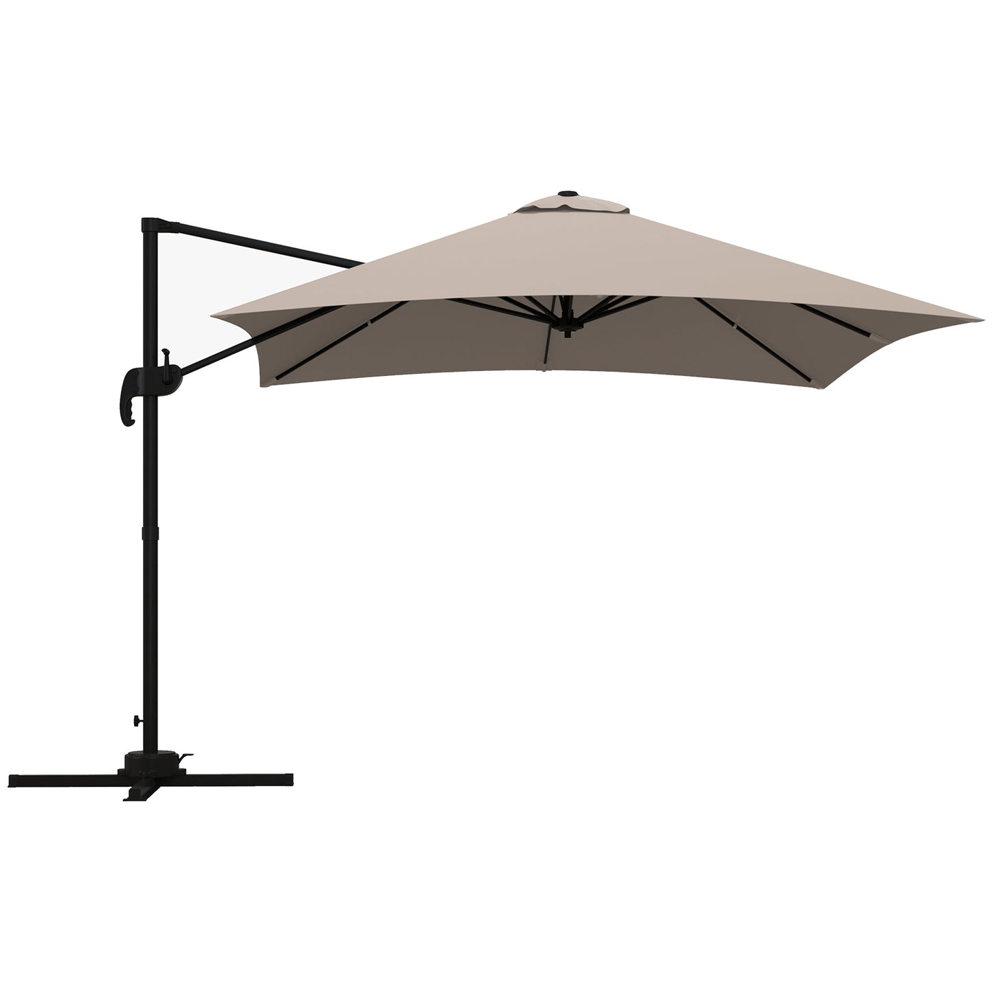 3x3 m Arm Umbrella with 8 Ribs, Pedal and Crank, in Aluminum and Polyester, Khaki color