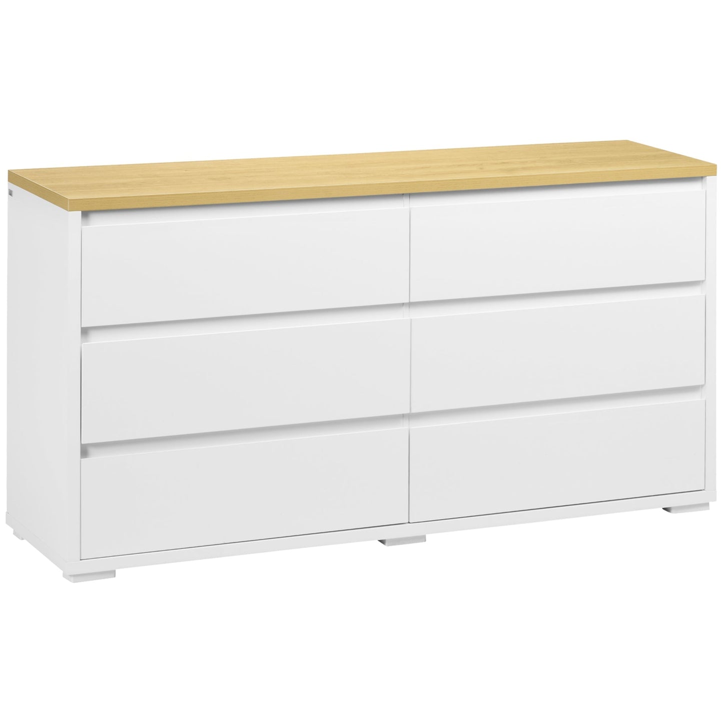 Modern 6 Drawer Chest of Drawers in Chipboard for Bedroom and Entrance, 140x37x75cm