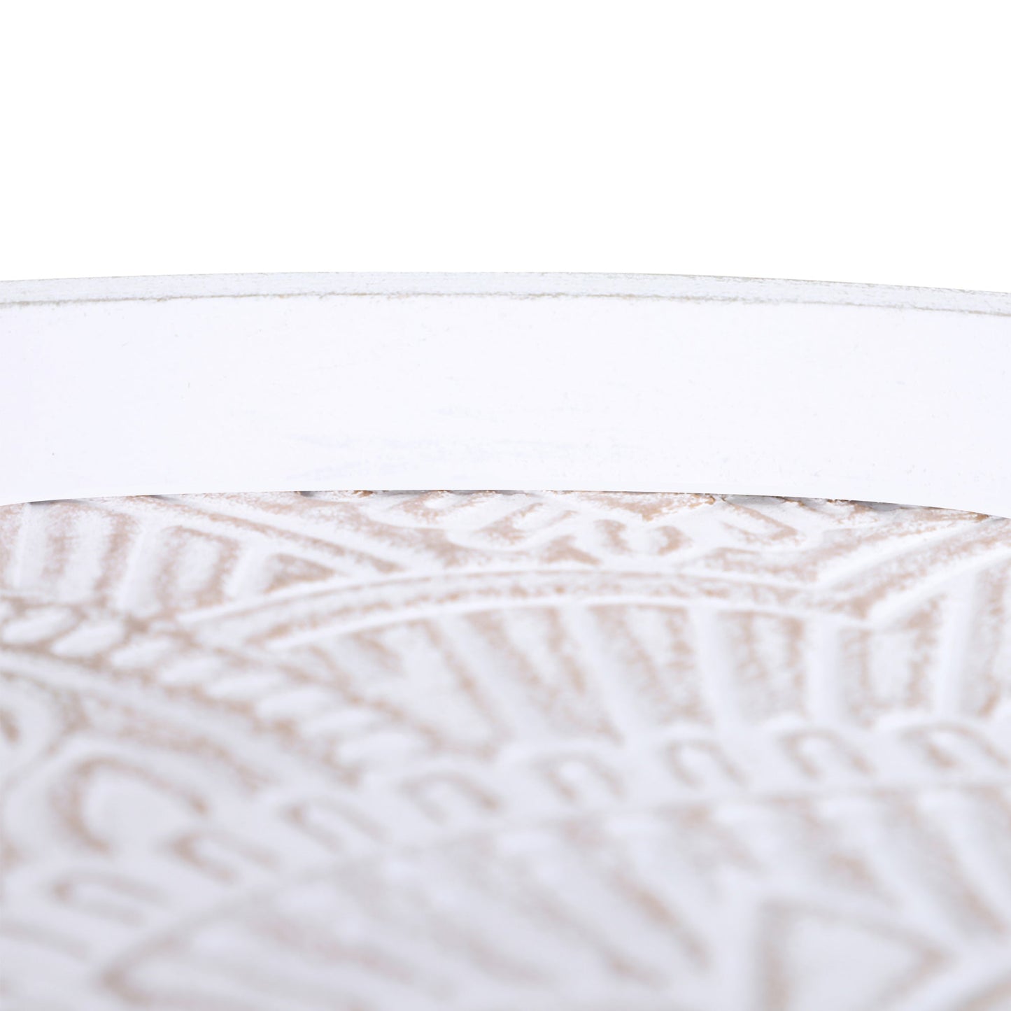 Round Coffee Table with Raised Edge, Wooden, Φ40x40.5cm - White and Gold