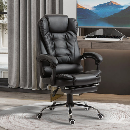 Height Adjustable Office Chair with Reclining Backrest and Footrest, 64.5x69x109-117 cm, Black