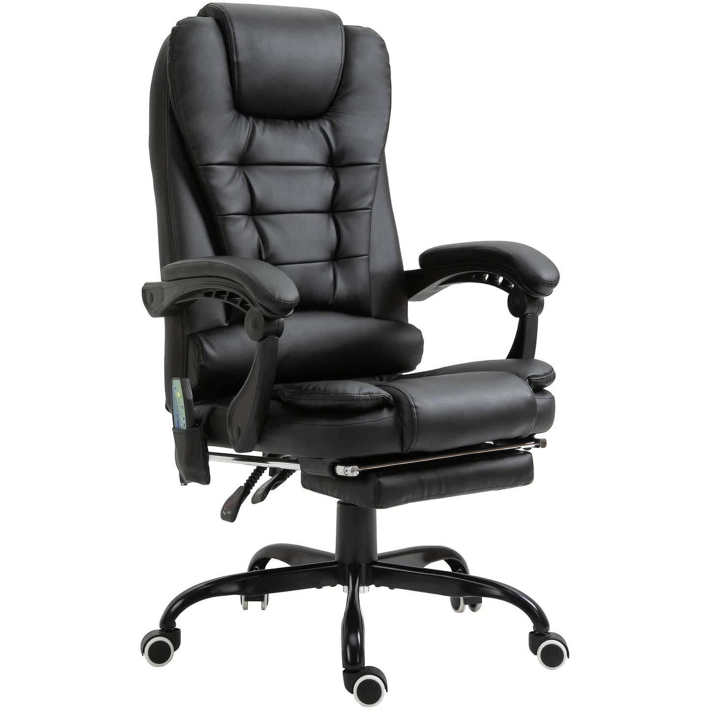 Office Chair with 7 Vibrating Points, Footrest and 155° Reclining Backrest, Black