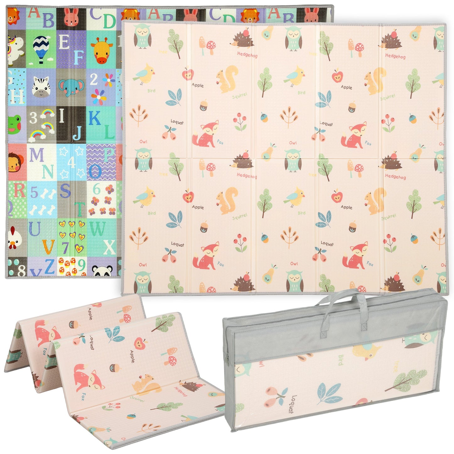 Children's Rug 0-3 Years Old with Numbers and Letters and Waterproof Surface, in Multicolored XPE, 176.5x148x1 cm