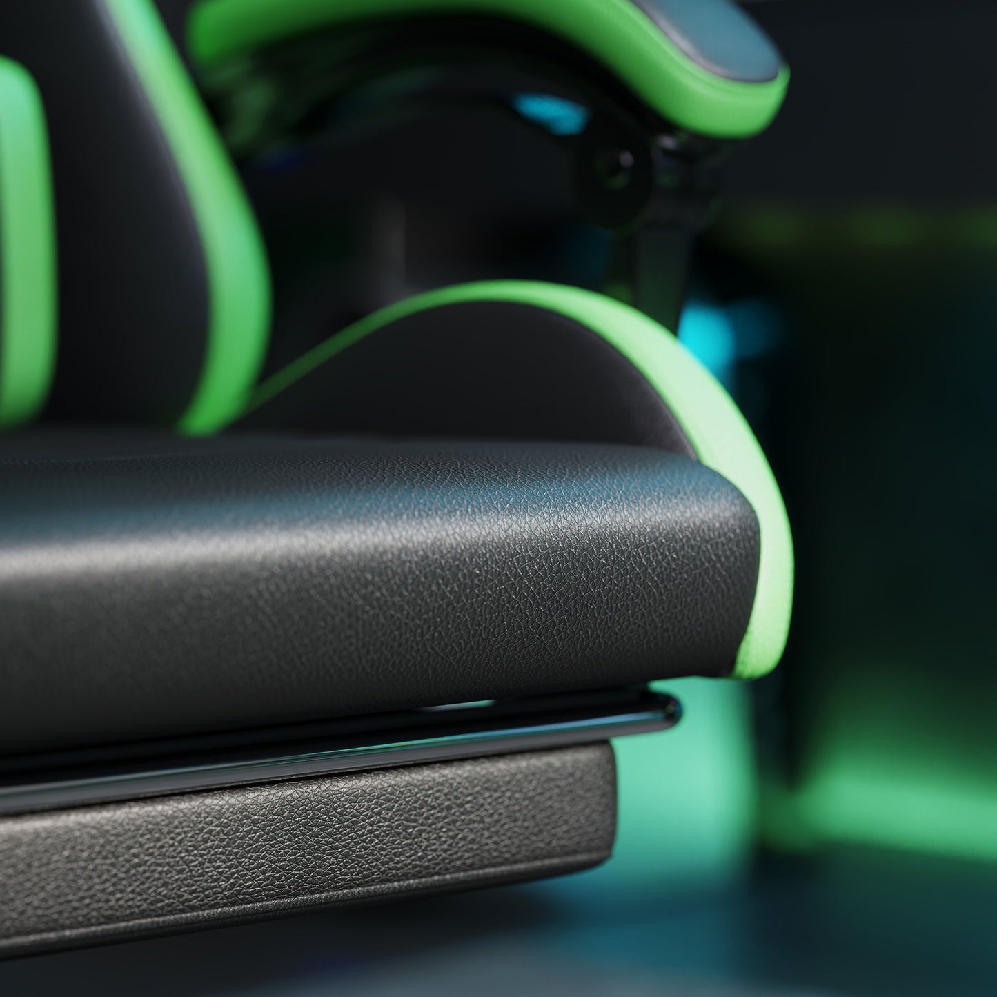 Gaming Chair with Adjustable Height and Reclining Backrest, 65x65x121-129 cm, Black and Green