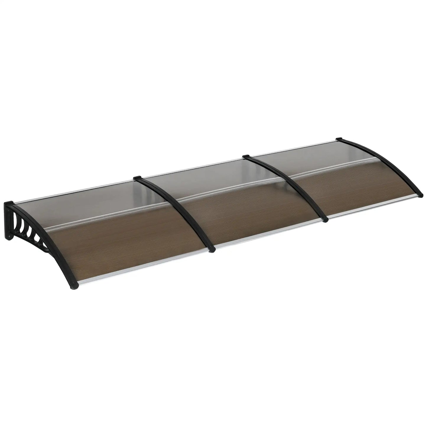Outdoor Canopy for Windows and Doors, in Polycarbonate and Aluminum, 303x100x26cm - Brown