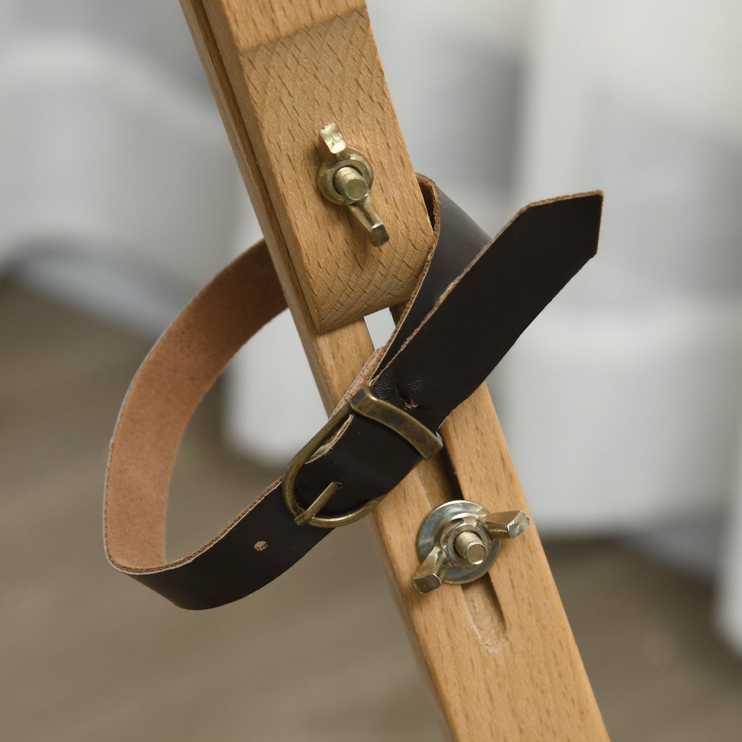 Space-Saving Beech Wood Painting Easel with Adjustable Height and Angle, 93x84x183 cm