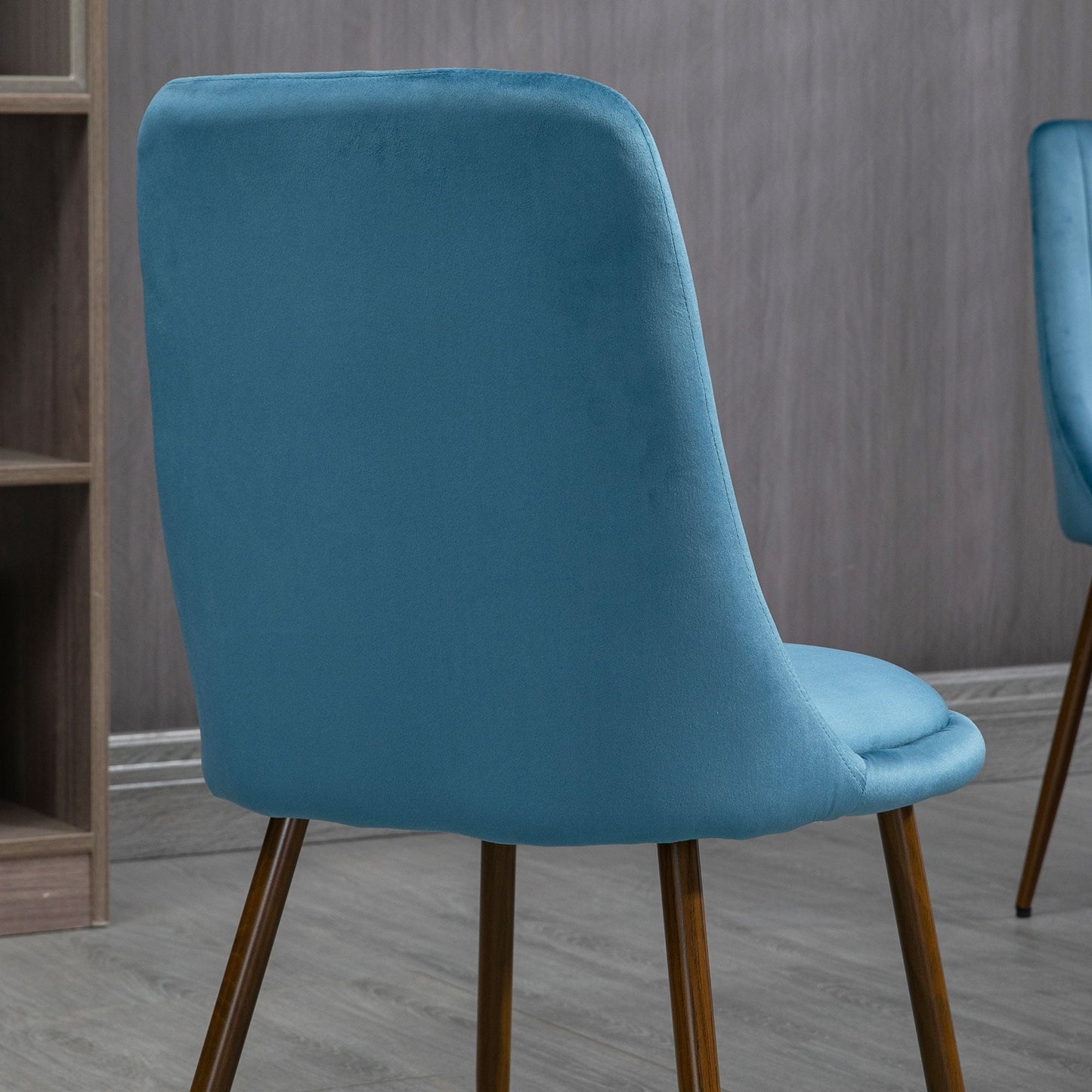 TEAL | Padded Kitchen Chairs, Set of 4 in Polyester and Steel, 47x55x86 cm, Blue