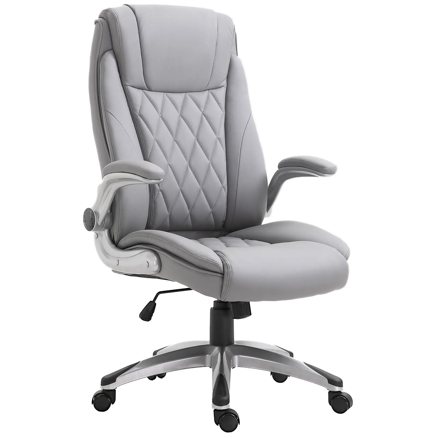 Ergonomic Office Chair with Padding, Adjustable Height and 5 Wheels, 70x71x113-121 cm, Grey