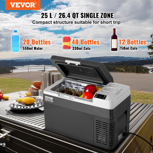 25L single zone fridge side view