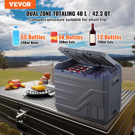 40L dual zone fridge side view