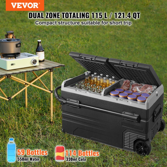 115L dual zone XL fridge side view