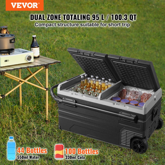 95L dual zone XL fridge side view