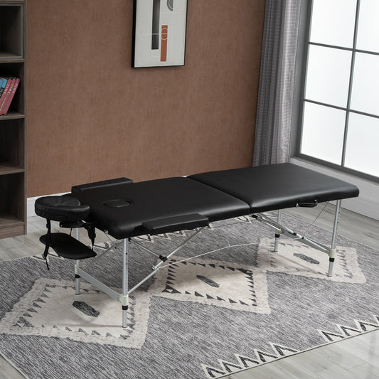 Professional Foldable Massage Table, Massage Table with Adjustable Height and Carrying Bag for Beautician and Therapist, Black