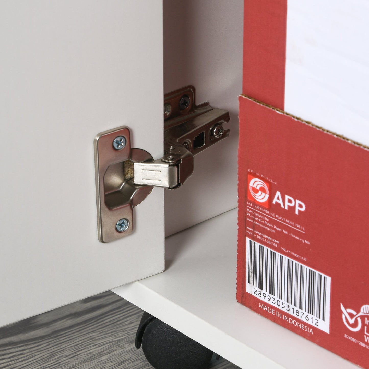 4-Wheel Office File Cabinet with Open Shelf and 2 Drawers, Wood and Metal Office Storage Unit, 40x35x60 cm, White