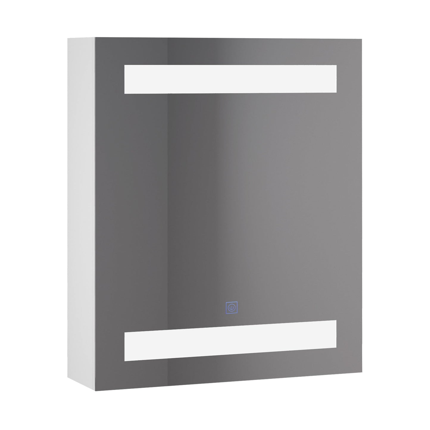 Bathroom Wall Cabinet with 1 Door, Mirror, and LED Lights | 2 Internal Shelves | White MDF (60 x 50 x 15cm)