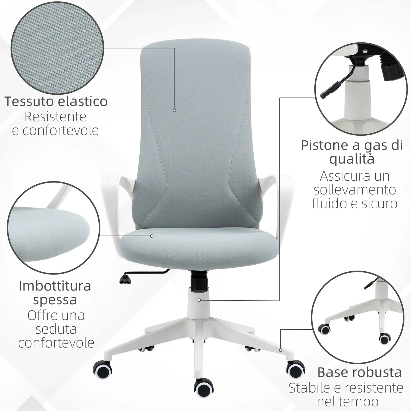 Ergonomic Office Chair with Adjustable Height and Tilt Function, 62x56x110-119.5 cm