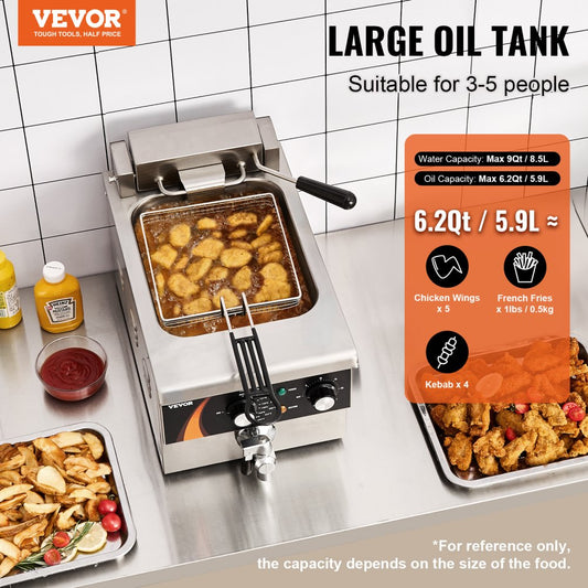 8.5L single tank deep fryer side view